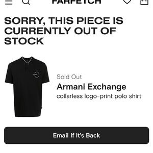 Armani shirt collar less color black size L